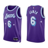 Los Angeles Lakers Basket Tröja 2022-23 LeBron James 6# Lila City Edition Swingman